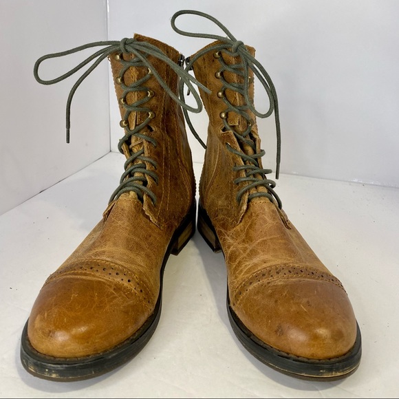 Two Lips brown leather lace up boots size 7.5 - Picture 2 of 5